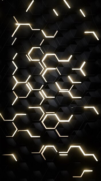 Photo black geometric hexagonal abstract background surface polygonal pattern with glowing hexagons