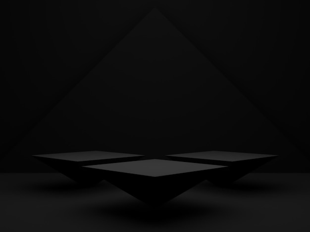 Black geometric podium Dark background