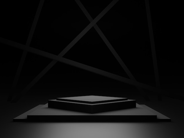 Black geometric podium Dark background