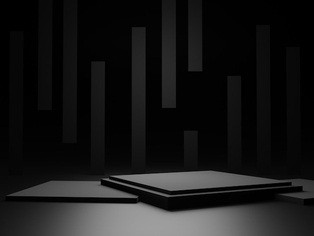 Black geometric podium Dark background