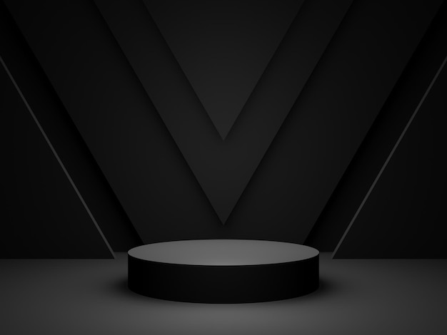 Black geometric podium Dark background