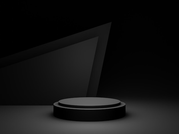 Black geometric podium Dark background