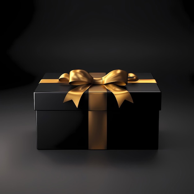 black gift box with golden ribbon