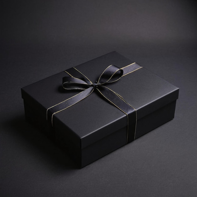 Black gift box with ribbon