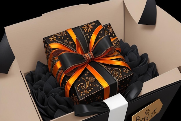 Black gift boxes arranged on dark background black Friday discounts concept