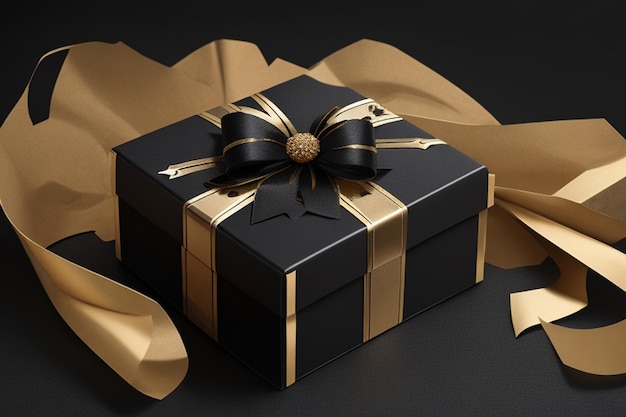 Black gift boxes arranged on dark background black Friday discounts concept