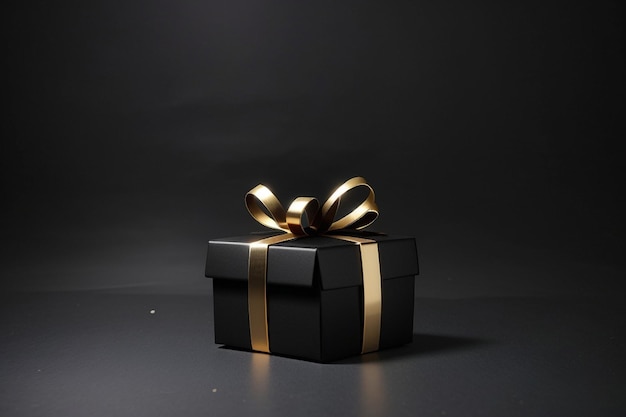 Black gift boxes arranged on dark background black Friday discounts concept