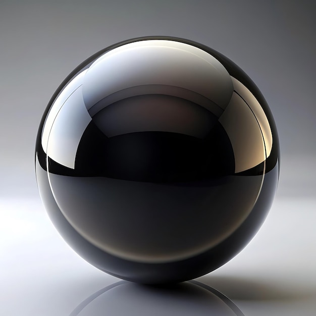 a black glass sphere with a reflection of a black sphere