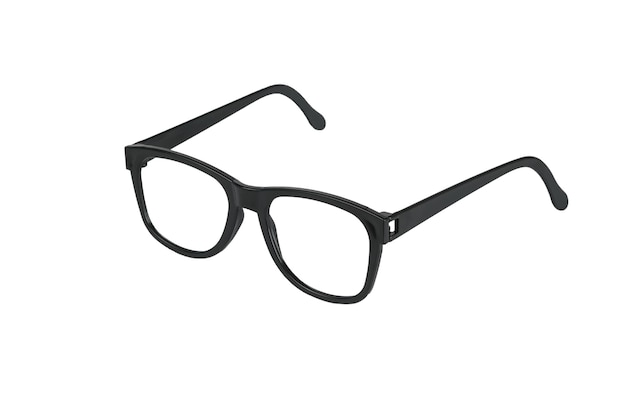 Black glasses without glasses isolated on a white background. Accessories for improving vision.