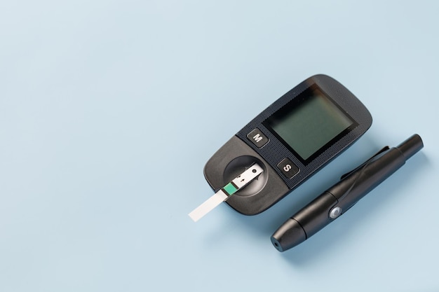 Black Glucometer Diagnostic device for monitoring glucose level in blood by diabetic medical device