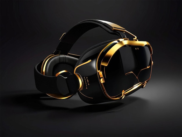 black and gold 3d VR mockup