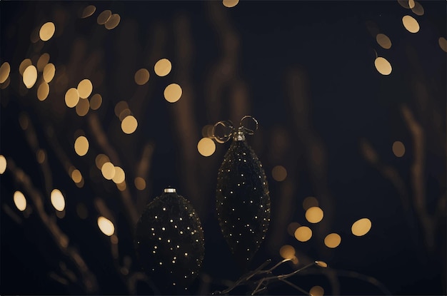 Black and gold Abstract background and bokeh on New Years Eve AI generativ