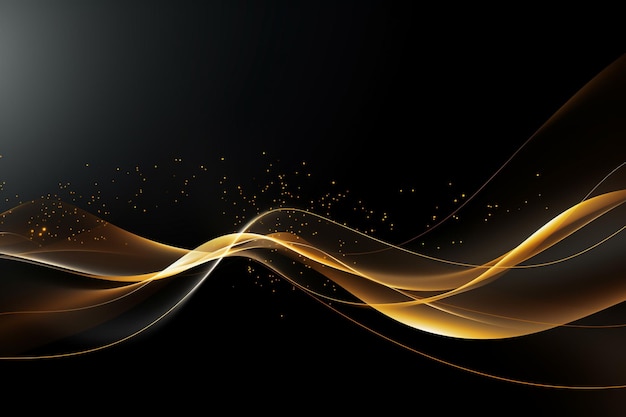 Black and gold abstract background with flowing lines