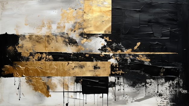 Black And Gold Acrylic Artwork By Sandra Adams