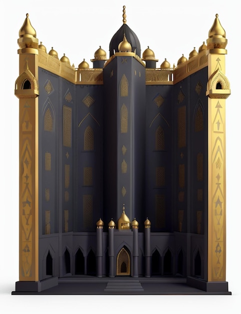 A black and gold architectural model showcasing an elegant building design