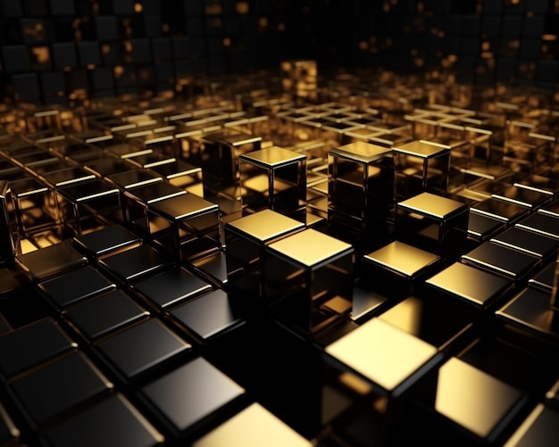 A black and gold background with cubes and the words gold on it