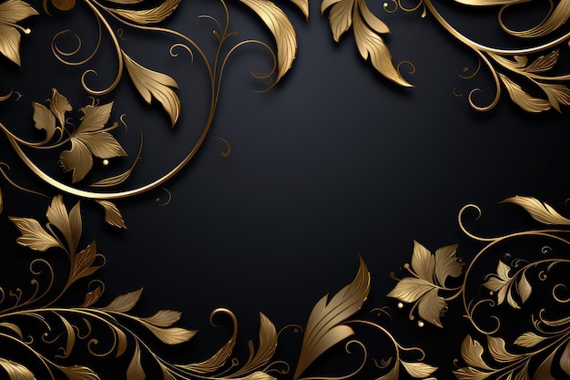 Black and Gold Background With Gold Leaves