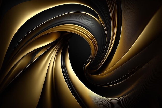 A black and gold background with a swirl of light and a black background.