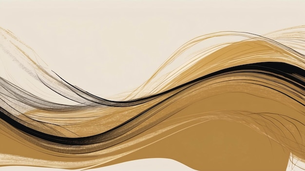 Black Gold Background With Wavy Texture Brush Golden Black Wallpaper