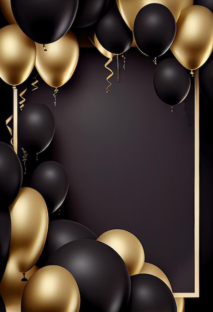 Black Gold Balloon Mockup Black Friday Banner Balloons Texture Background Abstract Generative AI Illustration