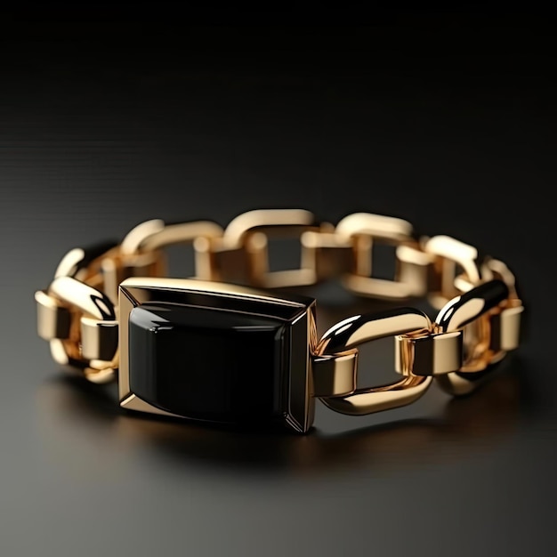 Black gold bracelet on a black background