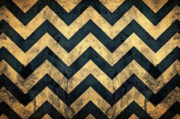 Black and Gold Chevron Pattern on Grungy Background