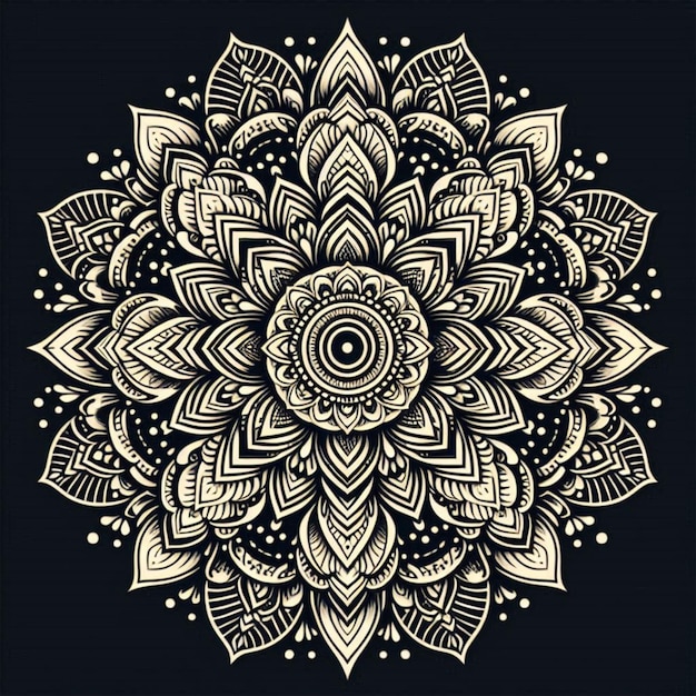 Photo a black and gold design of a mandala