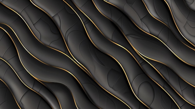 A black and gold design with a wave pattern The design is made up of many small circles and lines