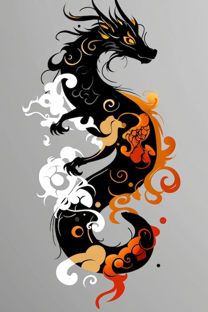 Black and Gold Dragon Tattoo Design