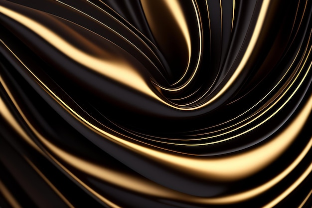 Black and gold fabric with a spiral pattern in the center.