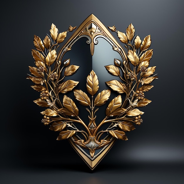 black gold flower and Shield luxury frame