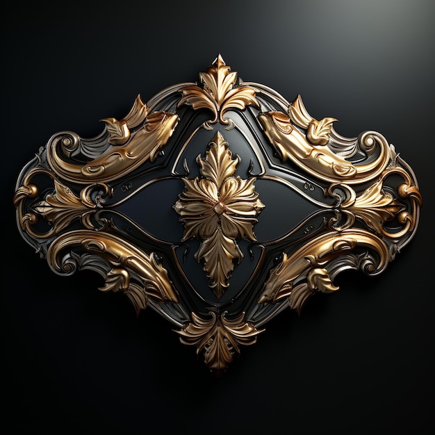 black gold flower and Shield luxury frame