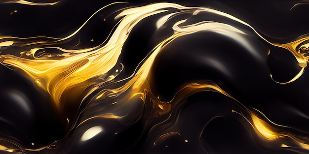 Black and gold fluid flows in a stream seamless texture