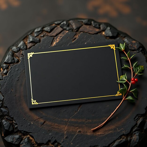 a black and gold frame with a flower on it