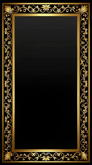 Photo a black and gold frame with a gold design on the bottom