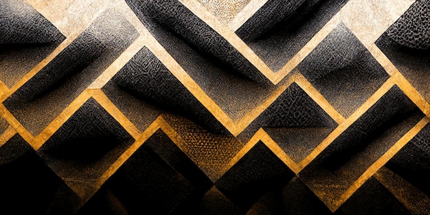 Black and gold geometric background. Digital illustration