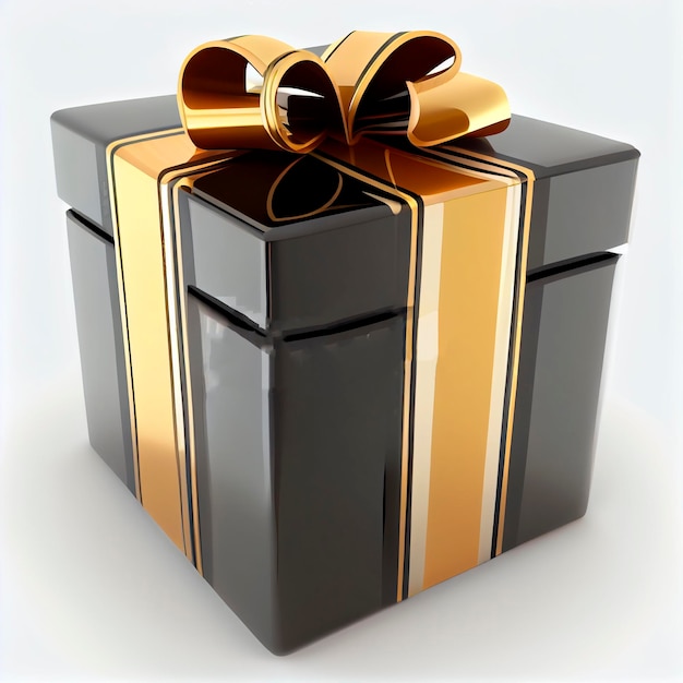 Black and gold gift isolated on a white background, in 3D illustration