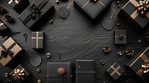 Photo black and gold gifts for christmas