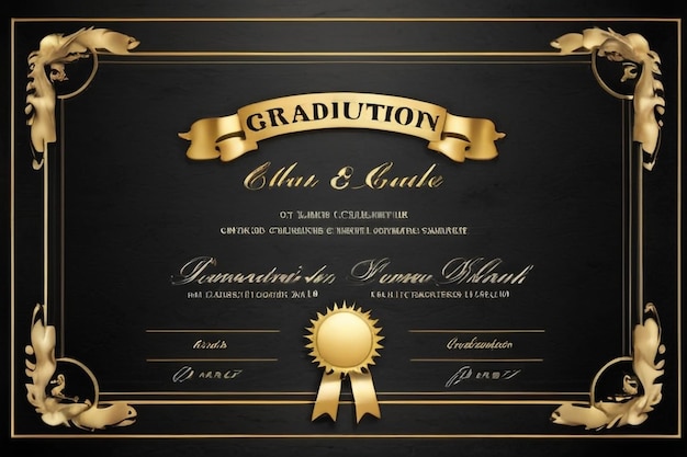 Black Gold Graduation Certificate Template