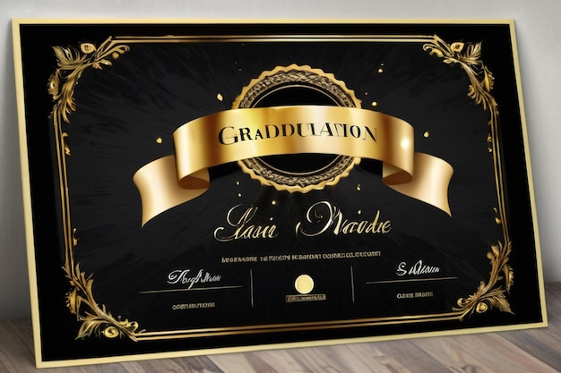 Black Gold Graduation Certificate Template