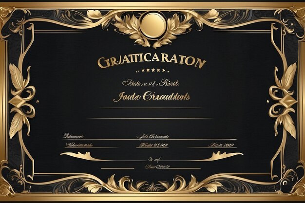 Black Gold Graduation Certificate Template