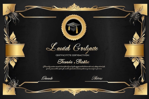 Black Gold Graduation Certificate Template