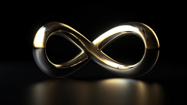 A black and gold infinity symbol with the word infinity on it