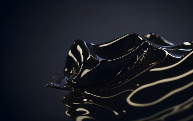 A black and gold liquid on dark background