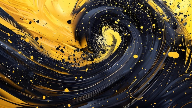 Photo black and gold liquid patterns with dynamic motion luxurious liquid gold and black elegant abstract