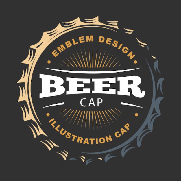 a black and gold logo for the beer cap