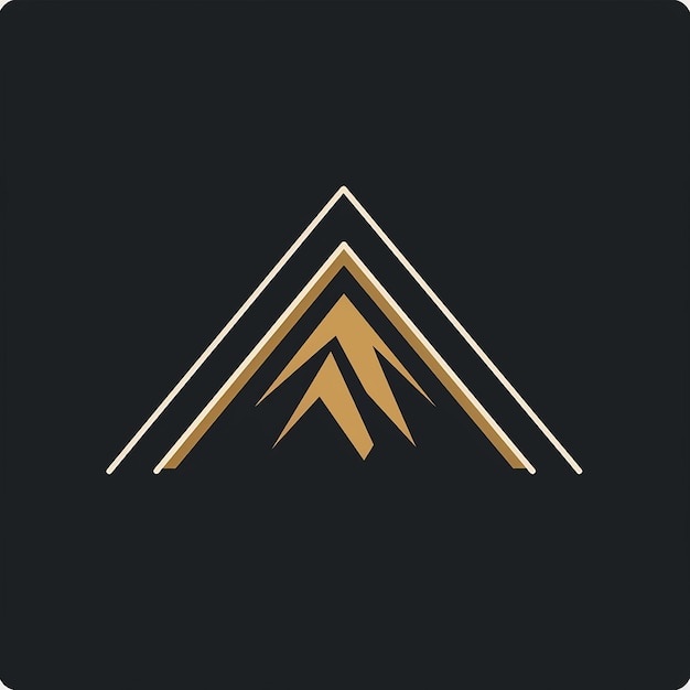 a black and gold logo with a mountain on it