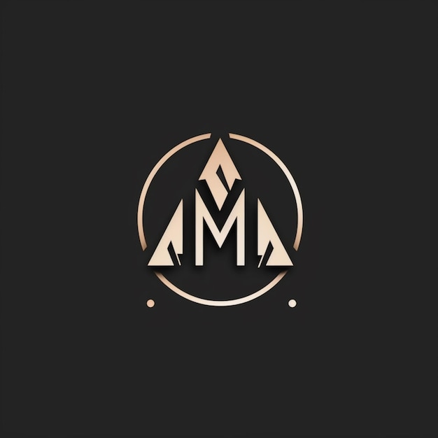 a black and gold logo with a mountain in the middle generative ai