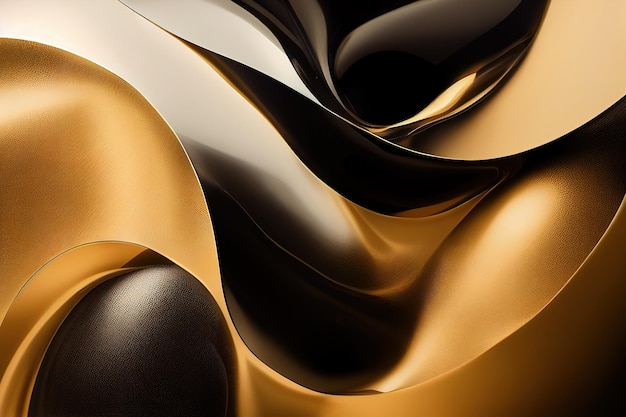 Black and gold luxurious elegant background with waves