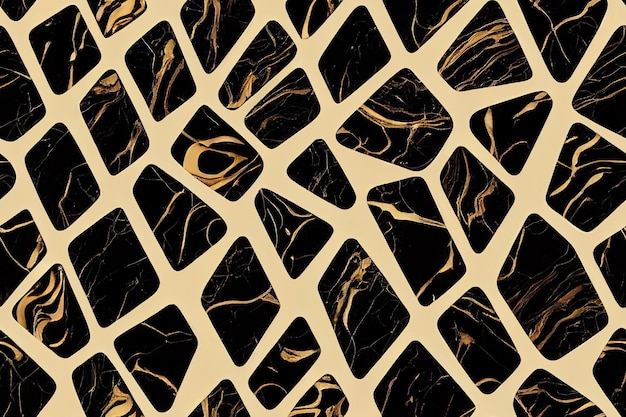 Black and gold marble background seamless pattern